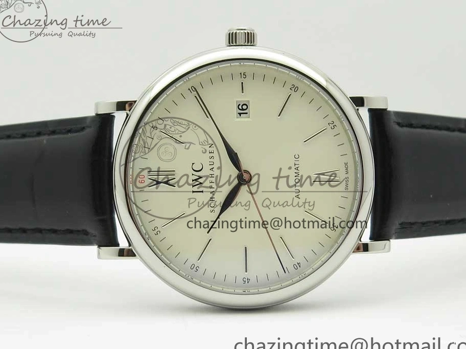 MIROTIME 1230 Portofino Automatic SS FKF 1:1 Best Edition White Dial SS Markers on Black Leather Strap A QuickDry 7138